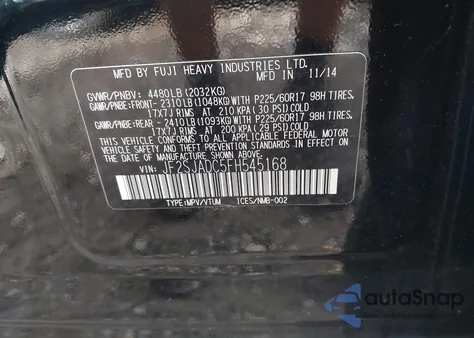 2015 Subaru Forester 2.5I Premium из США, поврежденный, VIN JF2SJADC5FH545168